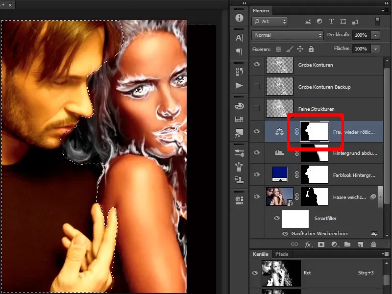 Menggabungkan Photoshop - Api dan Es - Bagian 04: Meredupkan latar belakang dan menyiapkan warnanya