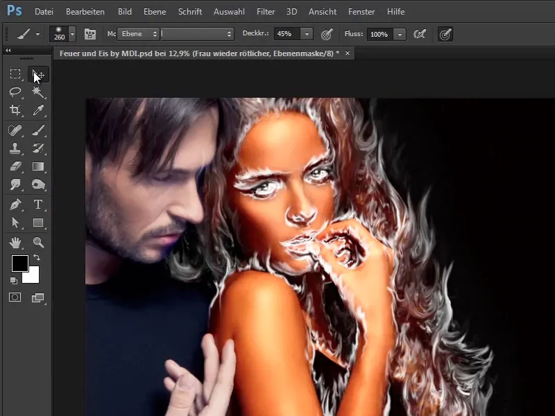 Photoshop-Composing - Φωτογραφική επεξεργασία - Φωτιά και Πάγος - Μέρος 04: Σκοτειναίνοντας το υπόβαθρο και προετοιμάζοντας τα χρώματα.