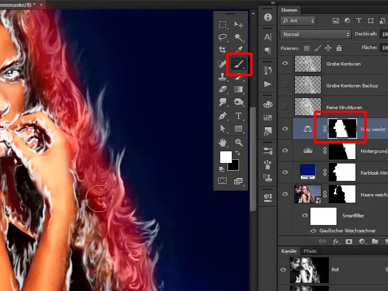 Photoshop-Composing - Api dan Es - Bagian 04: Melakukan penggelapan latar belakang dan persiapan warna