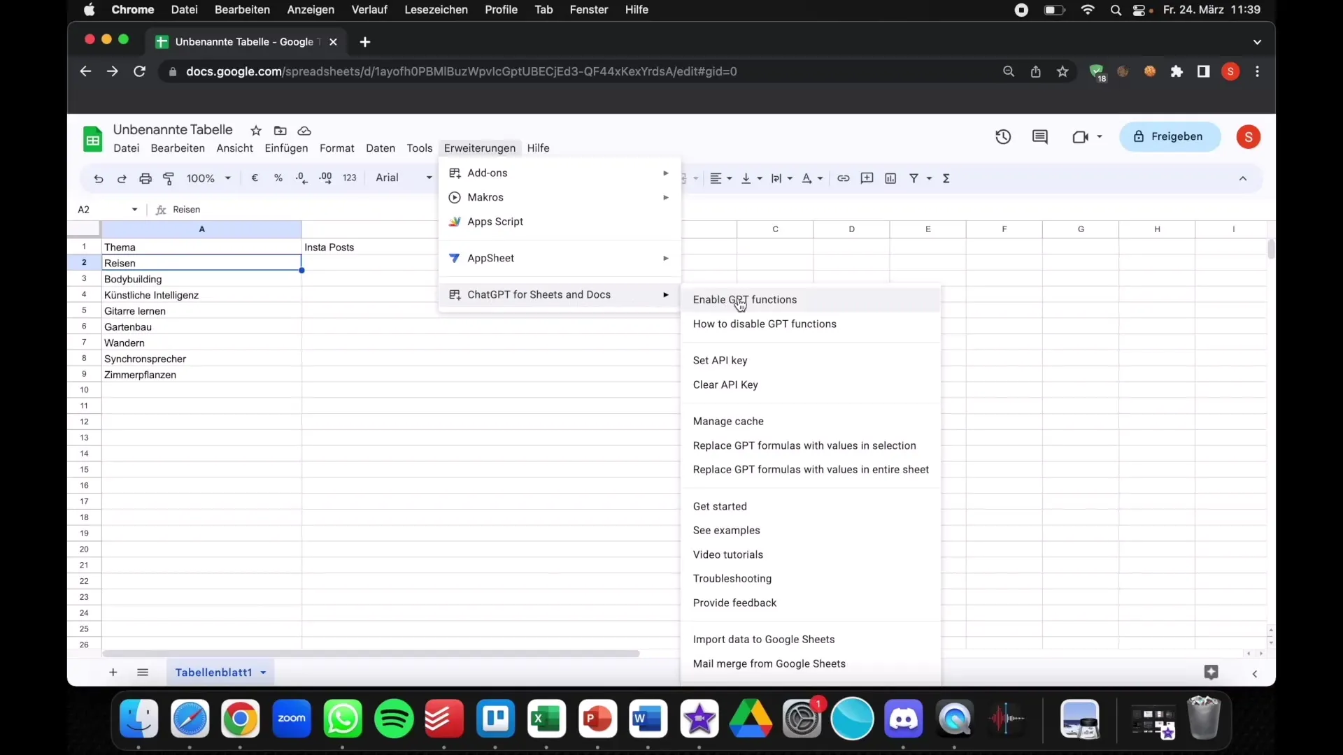 Veri için KI: Google Sheets - ChatGPT ile Bağlantı