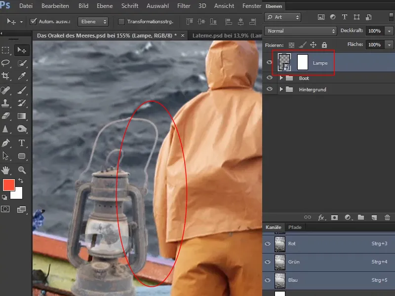 Photoshop composing - The oracle of the sea - Part 04: Cut out the lamp and make it glow