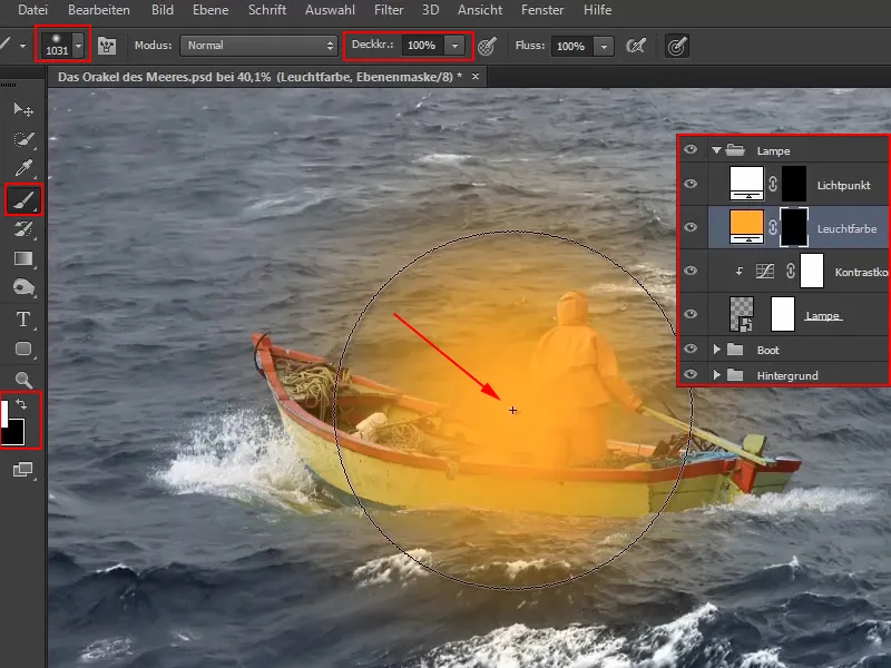 Photoshop composing - The oracle of the sea - Part 04: Cut out the lamp and make it glow