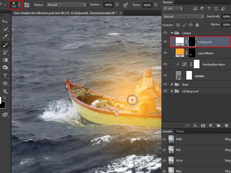 Photoshop composing - The oracle of the sea - Part 04: Cut out the lamp and make it glow