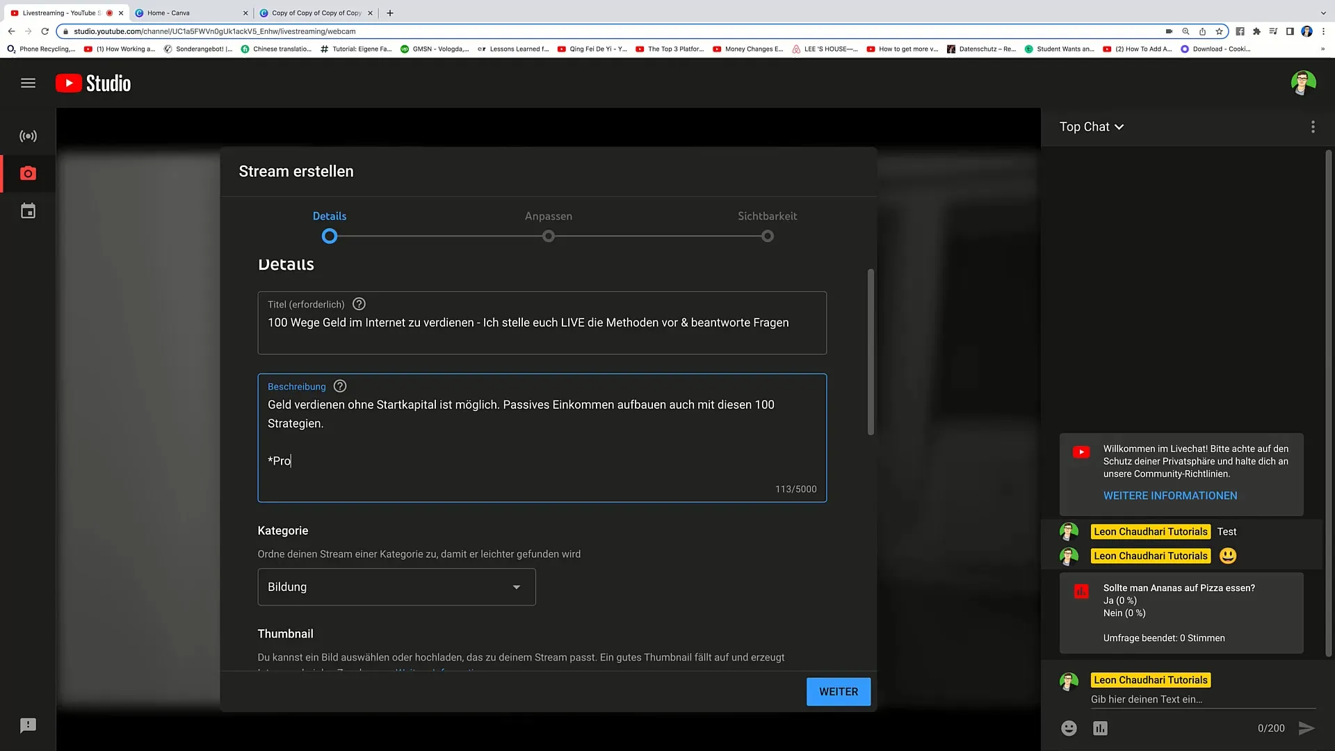 Stratégies optimales pour les titres et les descriptions des diffusions en direct sur YouTube