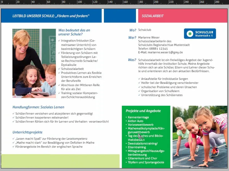 Creare e stampare pieghevole DIN A5 - formato verticale con 4 pagine Parte 2 Volantino pieghevole DIN A5 - formato verticale con 4 pagine progettare e stampare Parte 2