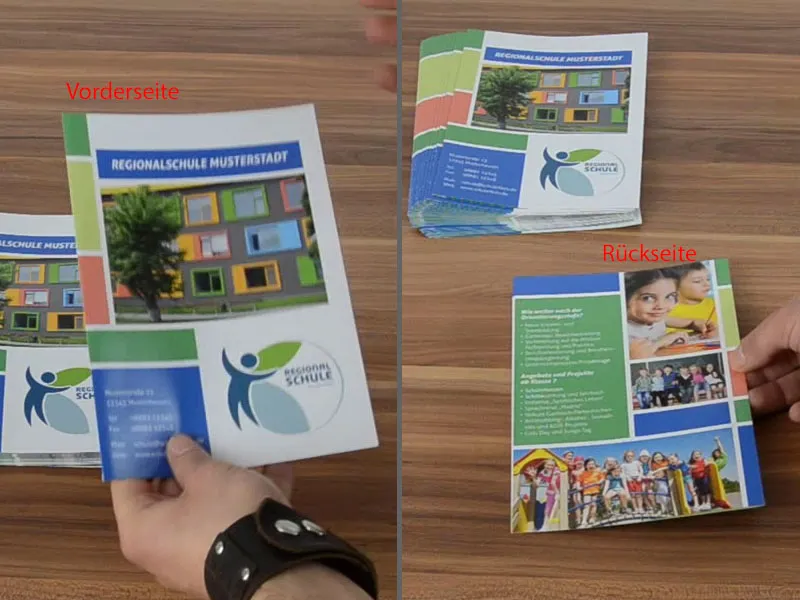 Volantino pieghevole DIN A5 - Formato verticale a 4 pagine progettare e stampare Parte 2 Volantino pieghevole DIN A5 - Formato verticale con 4 pagine da disegnare e stampare Parte 2