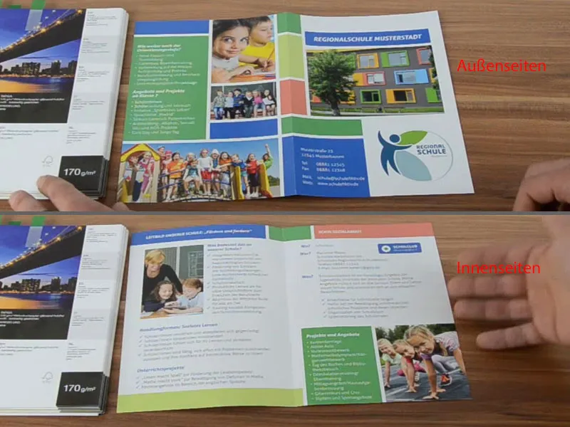 Volantino pieghevole DIN A5 - formato verticale con 4 pagine progettare e stampare Parte 2 Volantino pieghevole DIN A5 - Formato verticale con 4 pagine da progettare e stampare (parte 2)