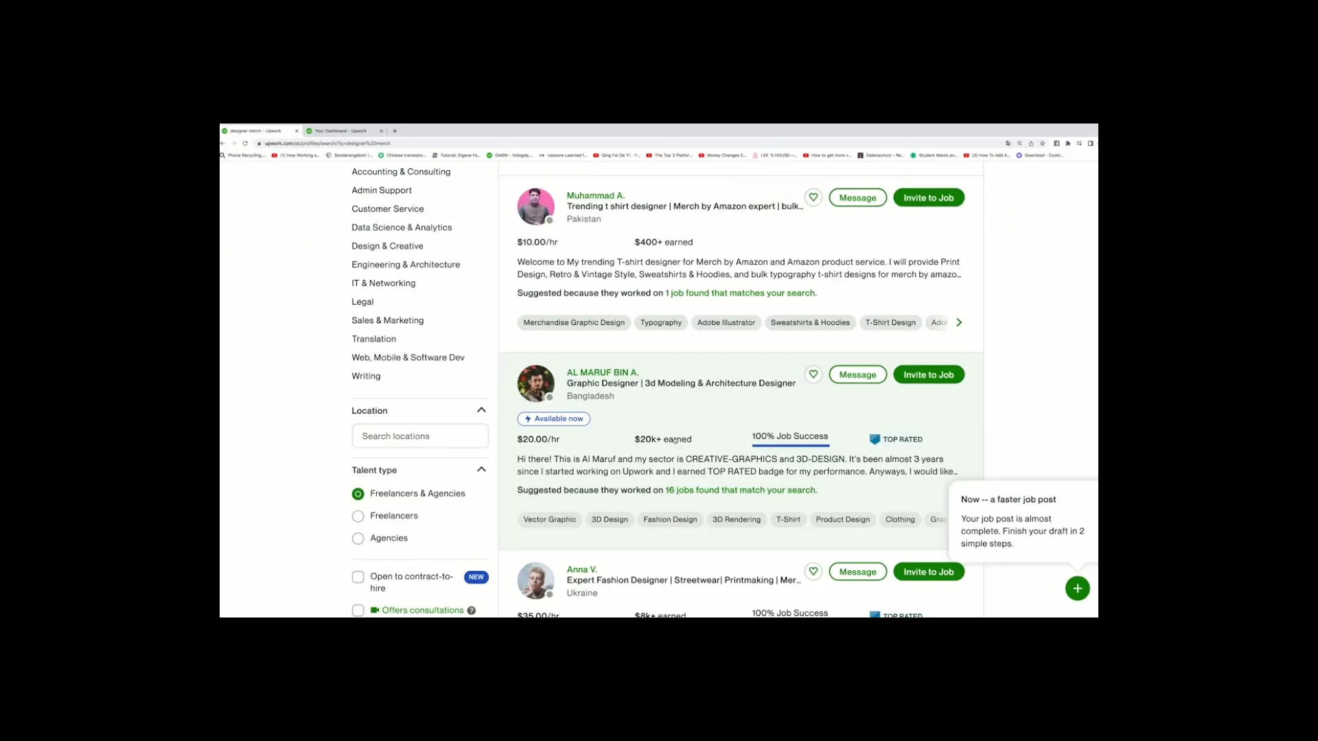 Efektīvi atrast preču dizainerus, izmantojot Upwork