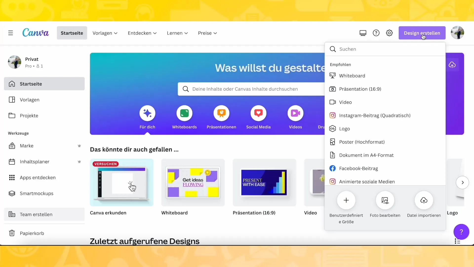 Effiziente Nutzung des Canva Dashboards: eine umfassende Anleitung