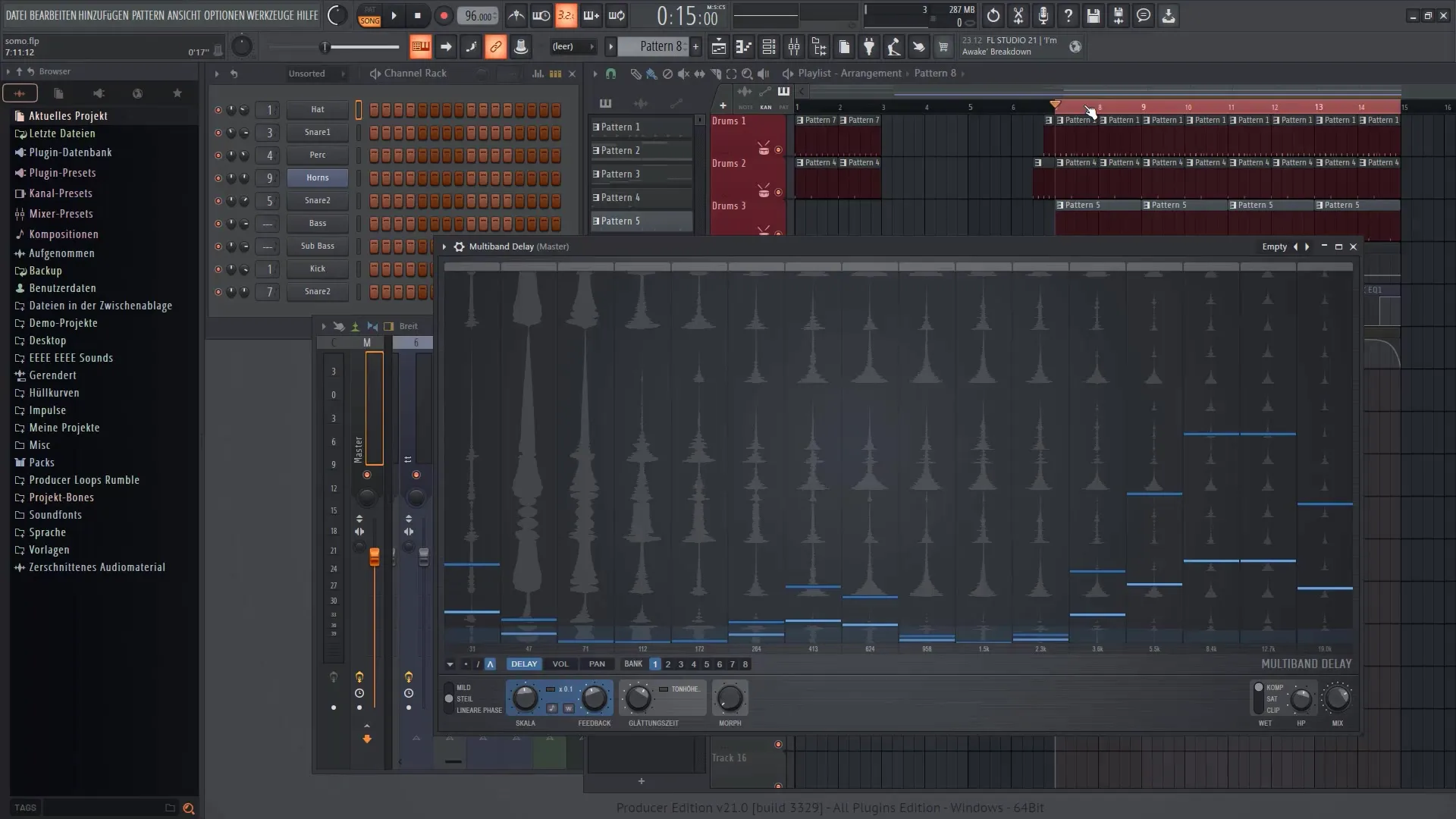 FL Studio 21'deki Multiband Delay'in kullanım kılavuzu