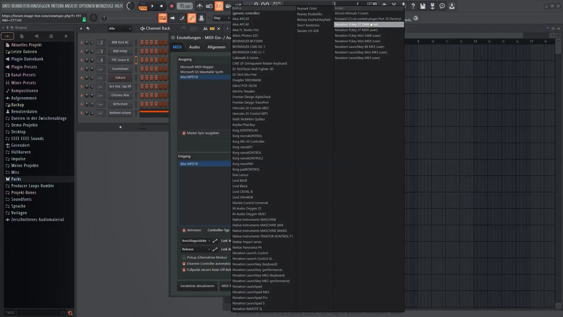 Conectar hardware y administrar plugins en FL Studio 21