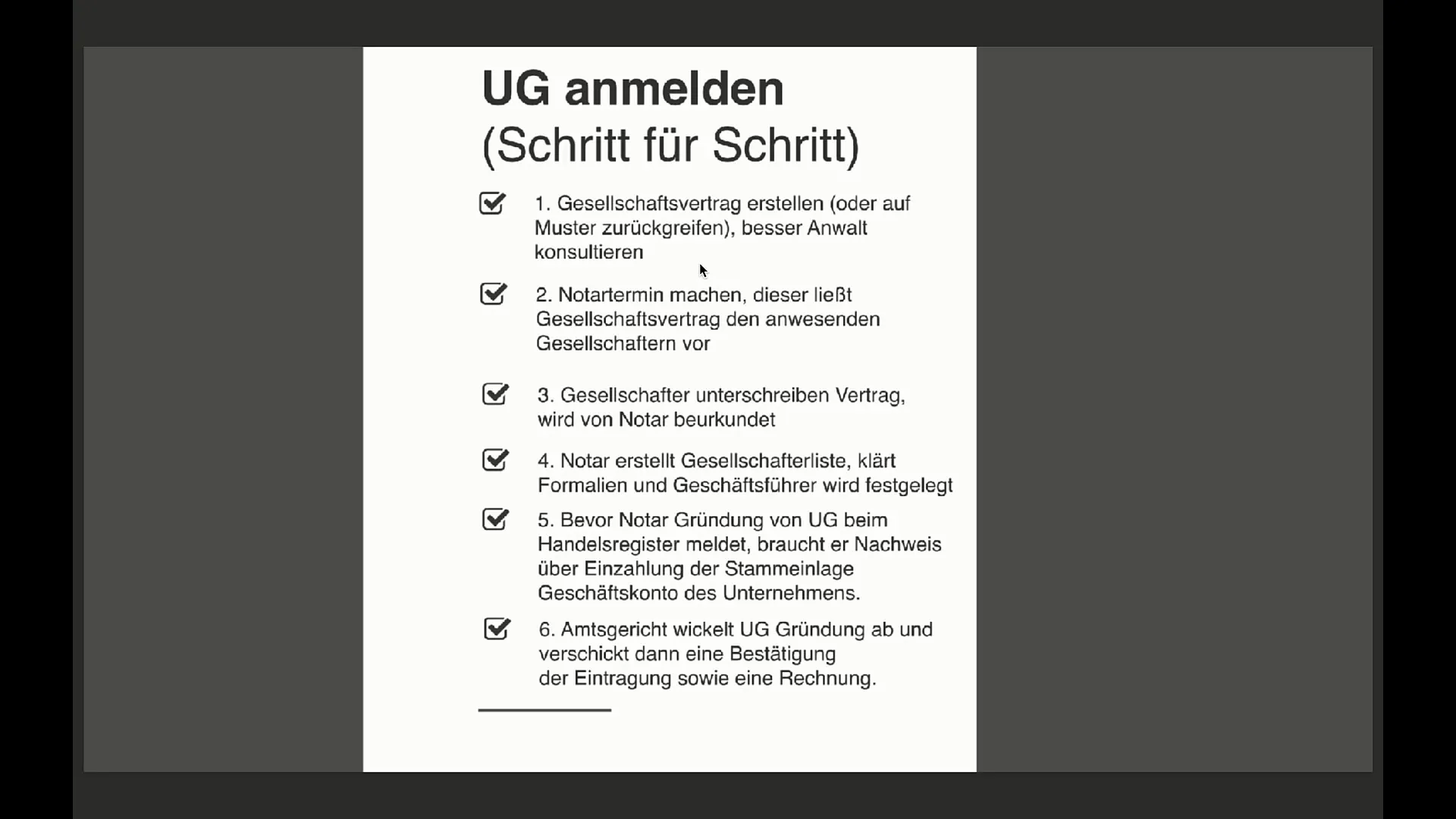 Istruzioni per la registrazione di una UG (Unternehmergesellschaft)