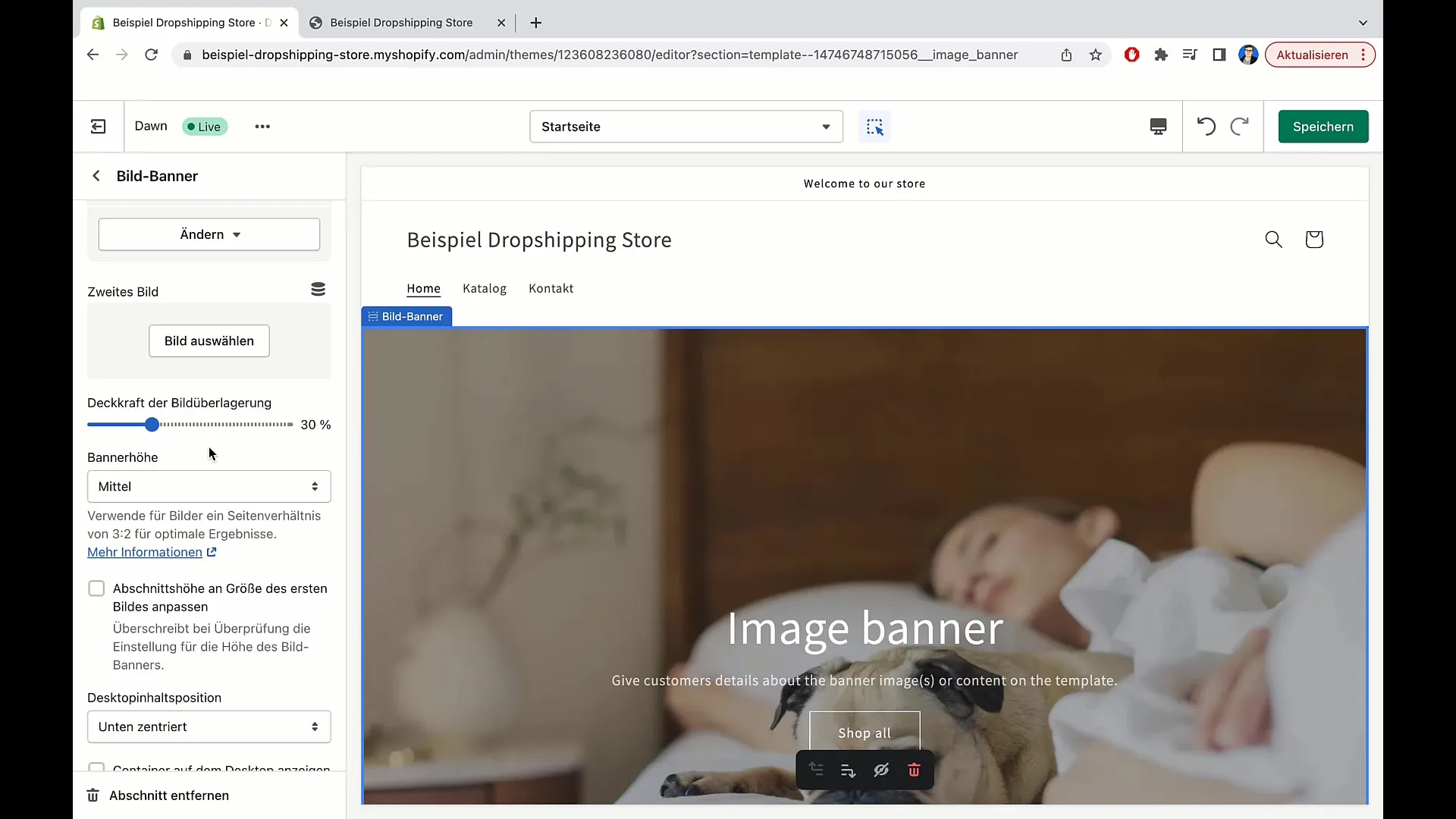 Modifica dell'immagine del banner su Shopify - Tutorial per principianti