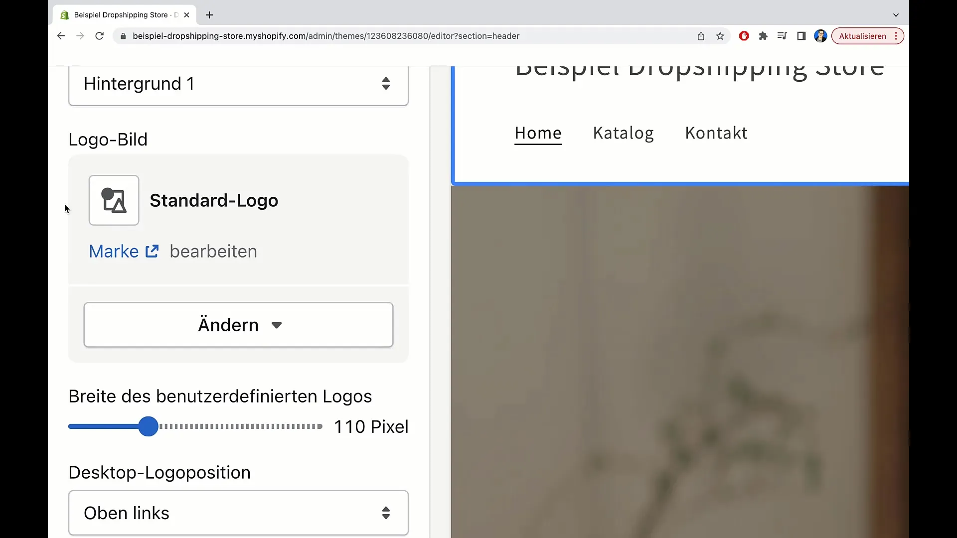 Hlavička a menu v Shopify lze snadno upravit