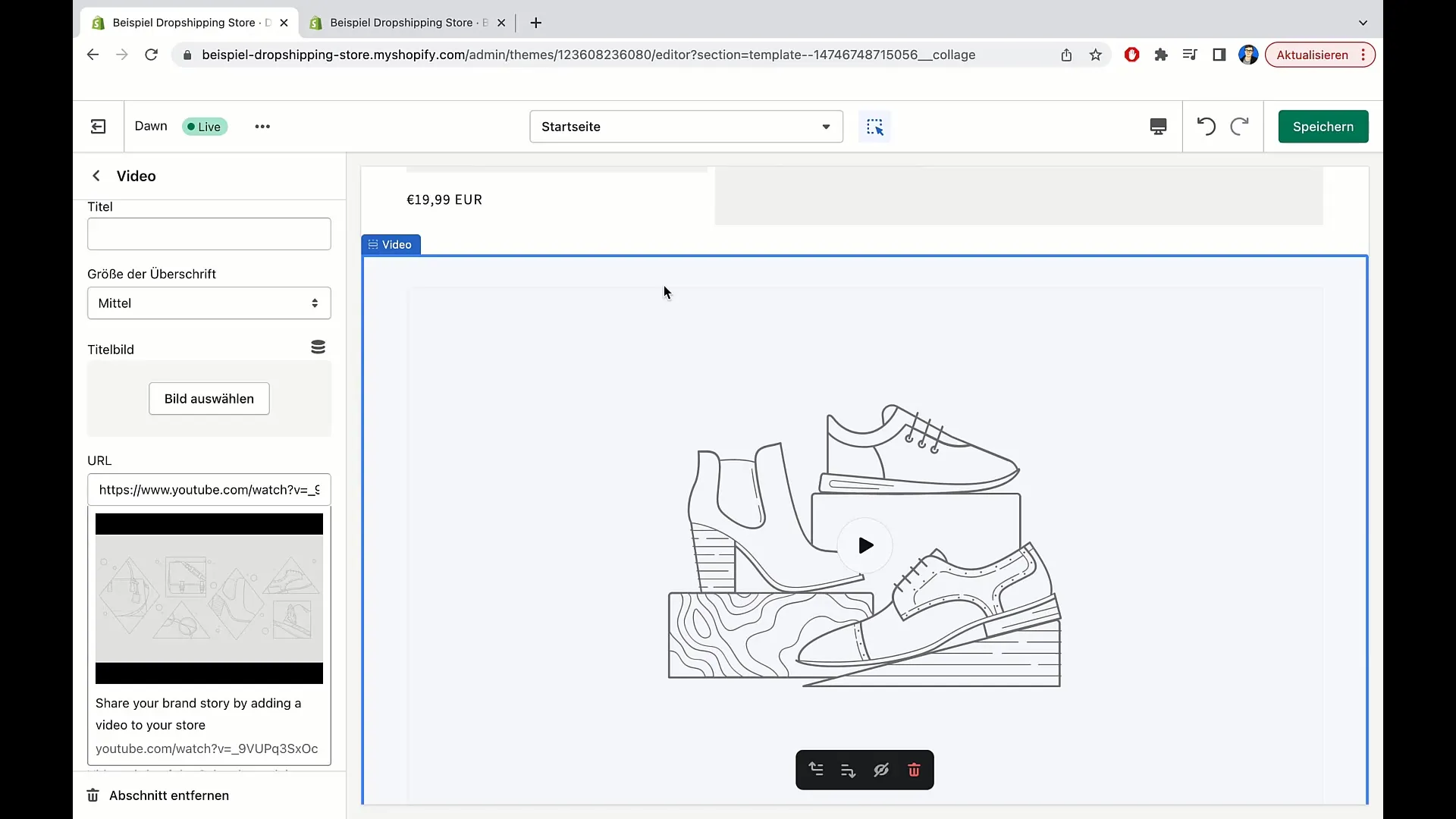 Così aggiungi testi e video su Shopify