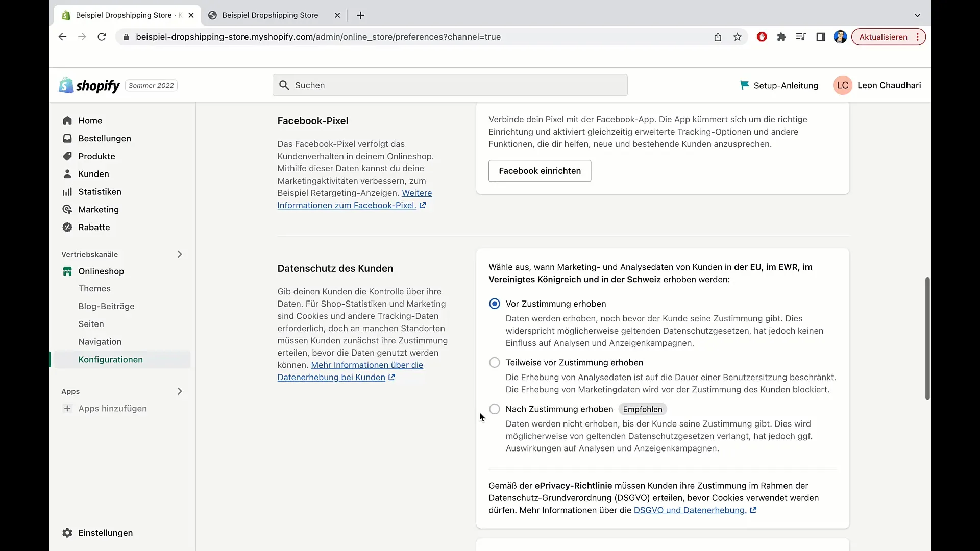 E-Commerce course: Editing configurations in Shopify