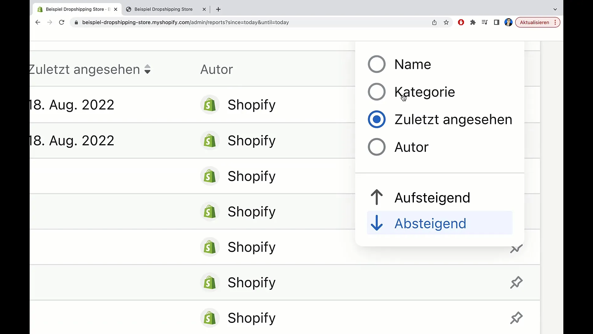 Využívejte efektivně zobrazení obratu v Shopify