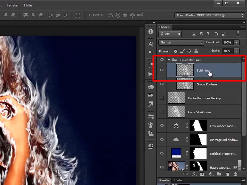 Membuat Komposisi Photoshop - Api dan Es - Bagian 05: Membuat Api Bersinar