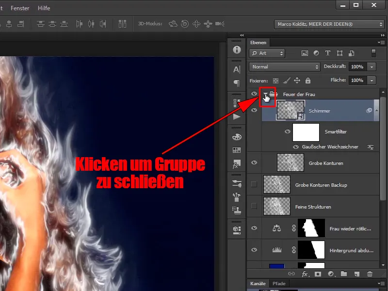 Photoshop-sammensetning - ild og is - Del 05: Å få ilden til å skinne