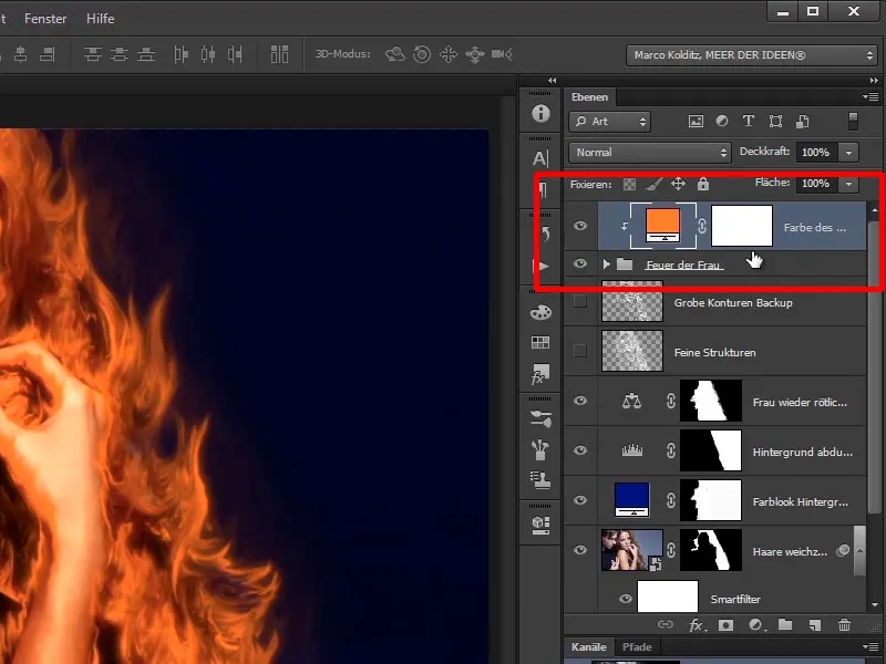 Composition Photoshop - Feu et glace - Partie 05 : Faire briller le feu