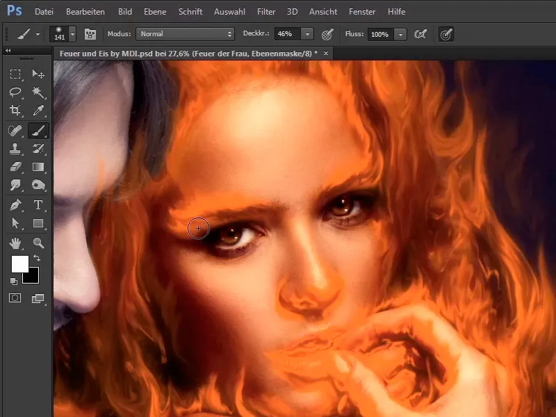 Photoshop composing - Fire and ice - Part 05: Making the fire glow