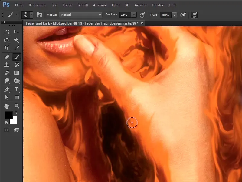 Photoshop composing - Fire and ice - Part 05: Making the fire glow