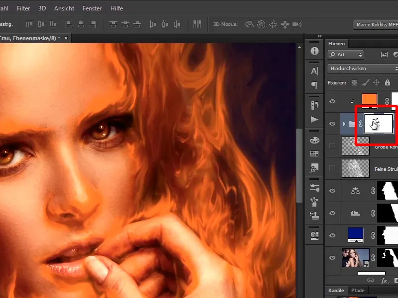 Photoshop composing - Fire and ice - Part 05: Making the fire glow