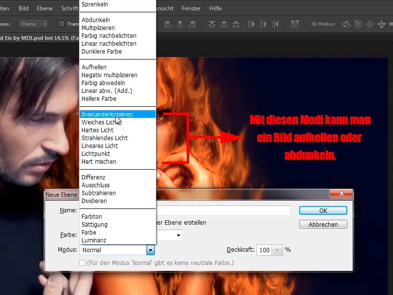 Photoshop-Composing - Feuer und Eis - Teil 05: Das Feuer zum Leuchten bringen