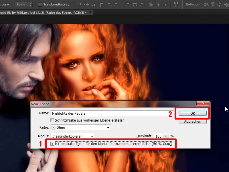 Photoshop-Composing - Api dan Es - Bagian 05: Membuat Api Bersinar