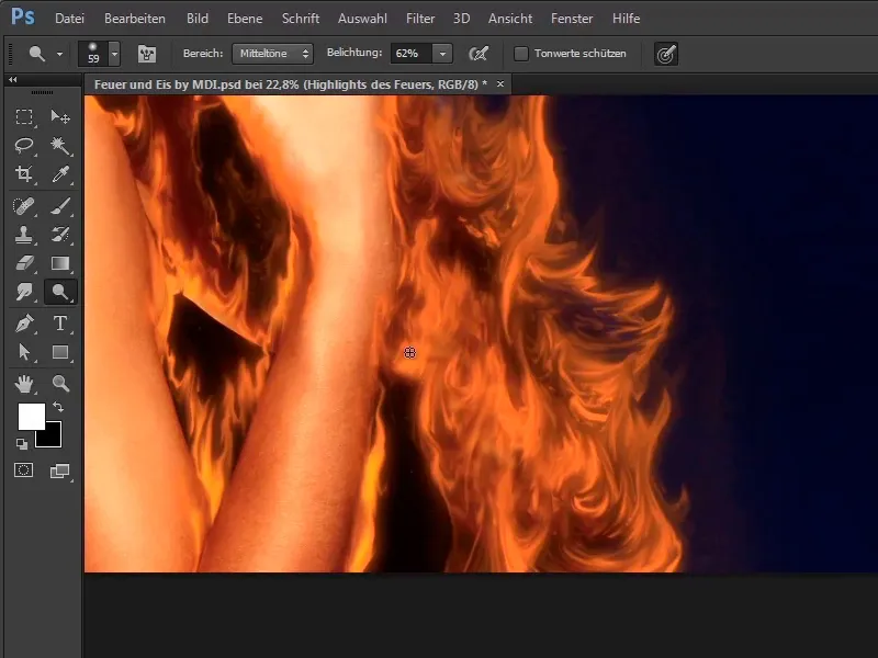 Composition Photoshop - Feu et Glace - Partie 05: Faire briller le feu