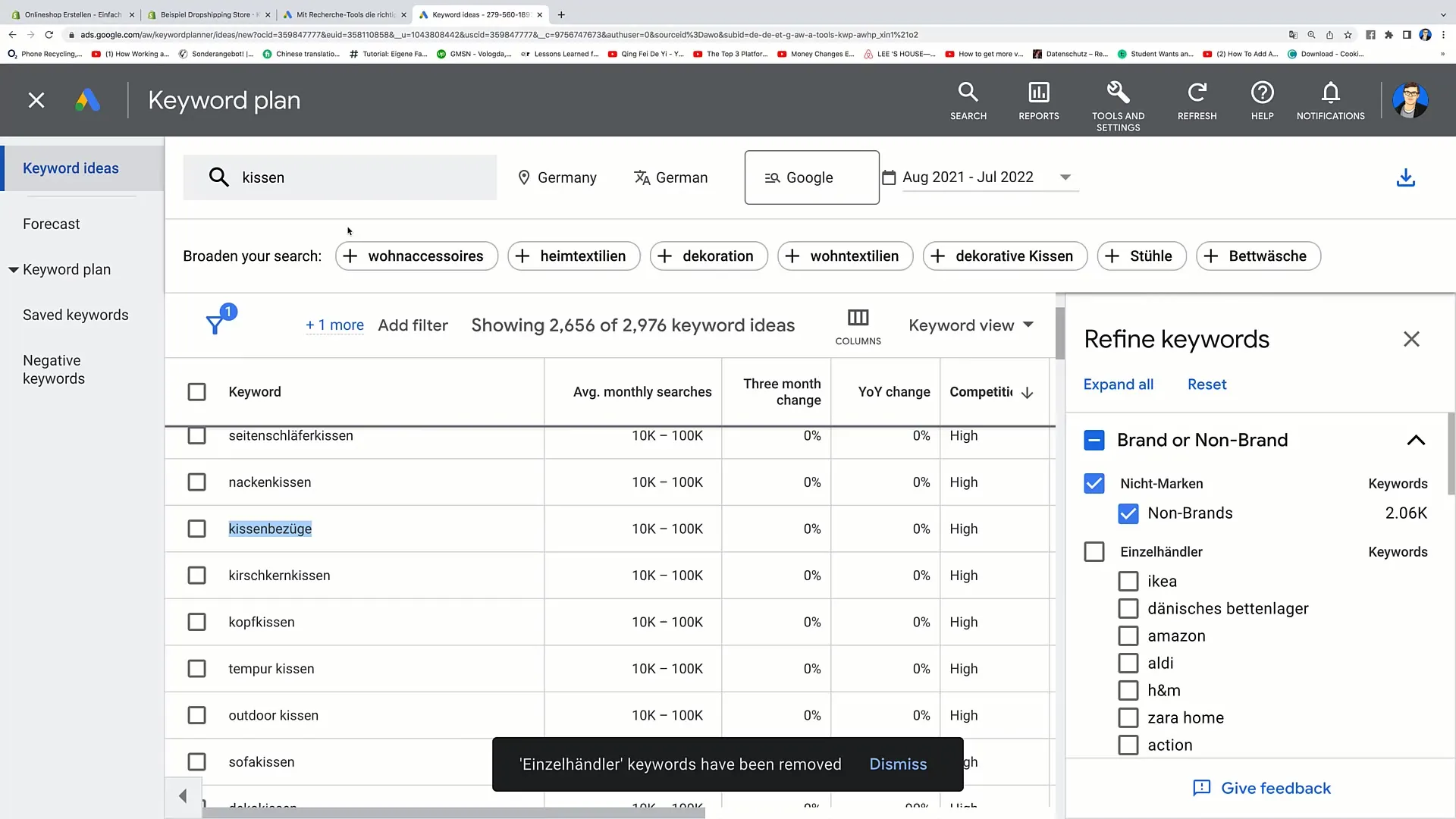 Curso de comércio eletrónico: Utilização eficaz do Planeador de palavras-chave do Google para o seu blogue da Shopify