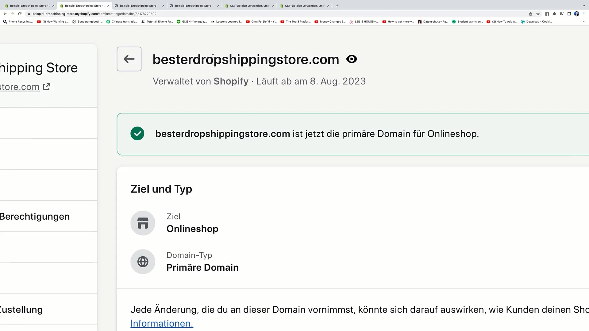 Set up primary domain in Shopify