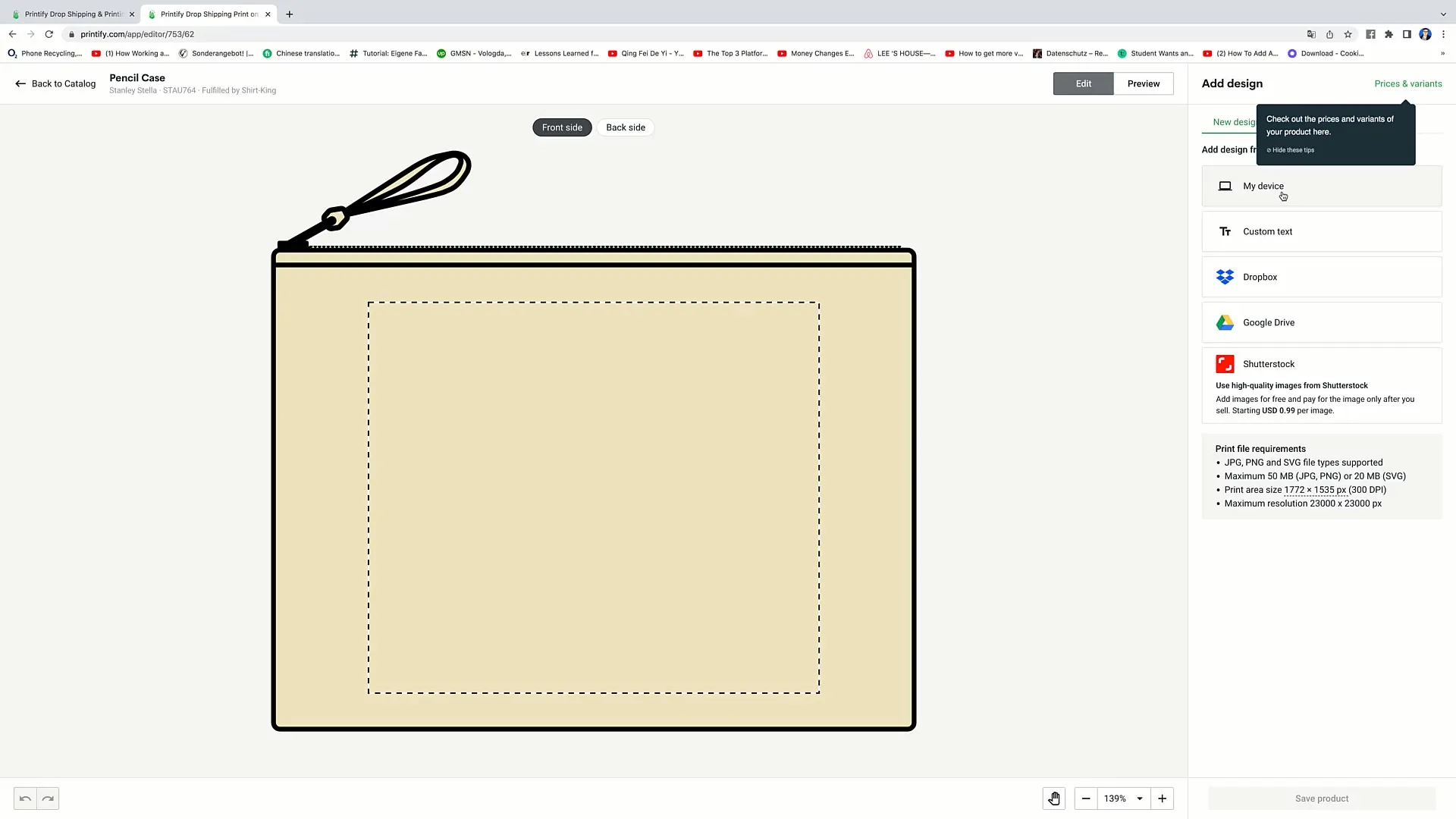 Practical guide for uploading designs in Printify