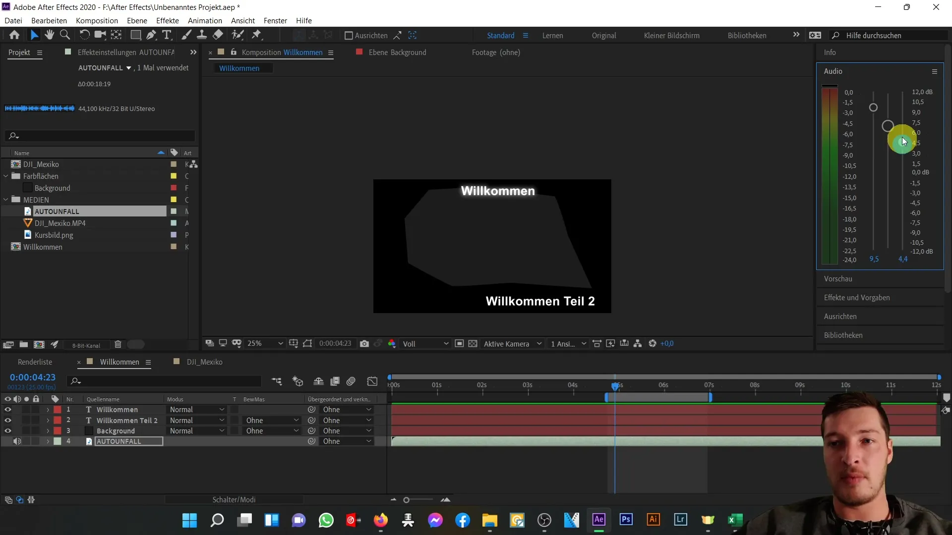 Návod na After Effects: Prehľad pracovnej plochy vpravo – Informácie a zvuk