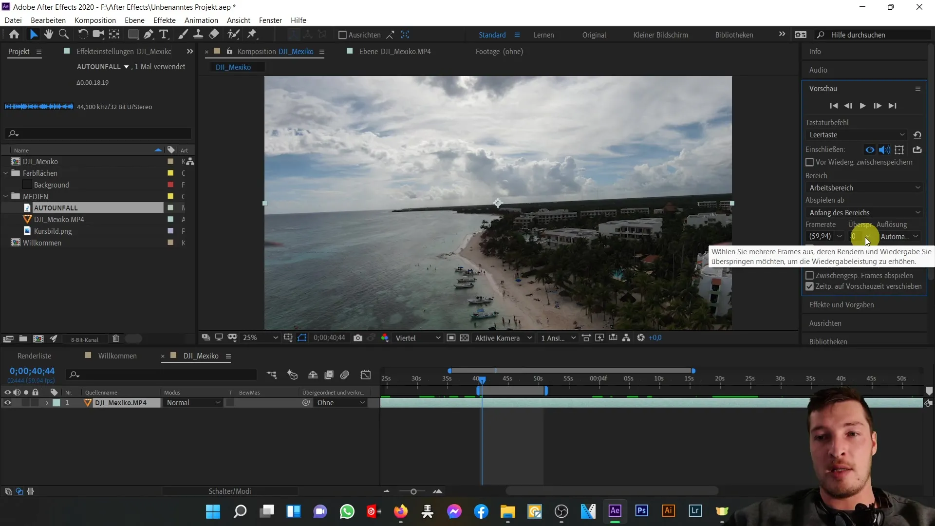 Penyesuaian pratinjau di After Effects - Pemanfaatan optimal area pratinjau