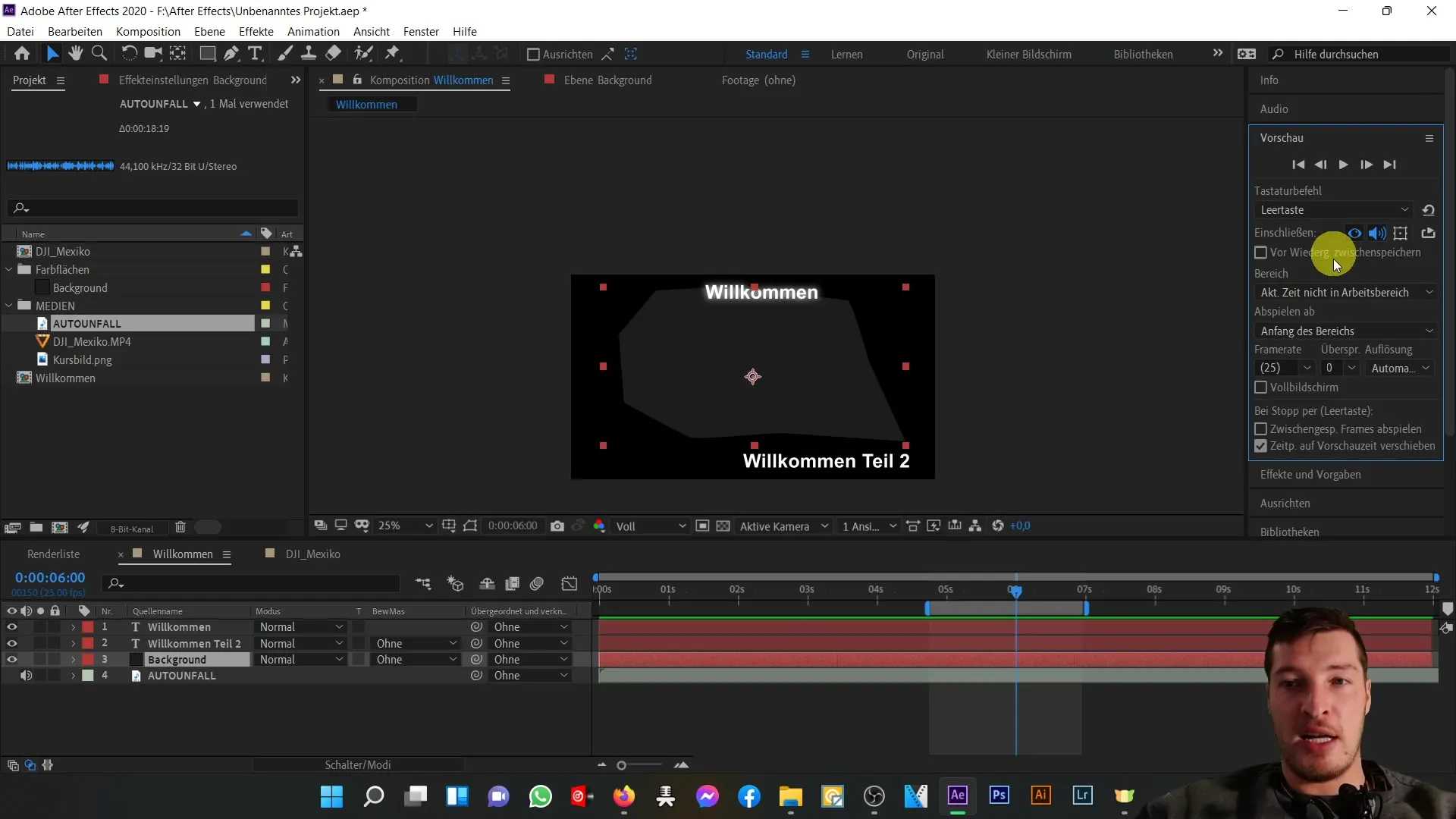 Penyesuaian pratinjau di After Effects - Optimalisasi penggunaan area pratinjau