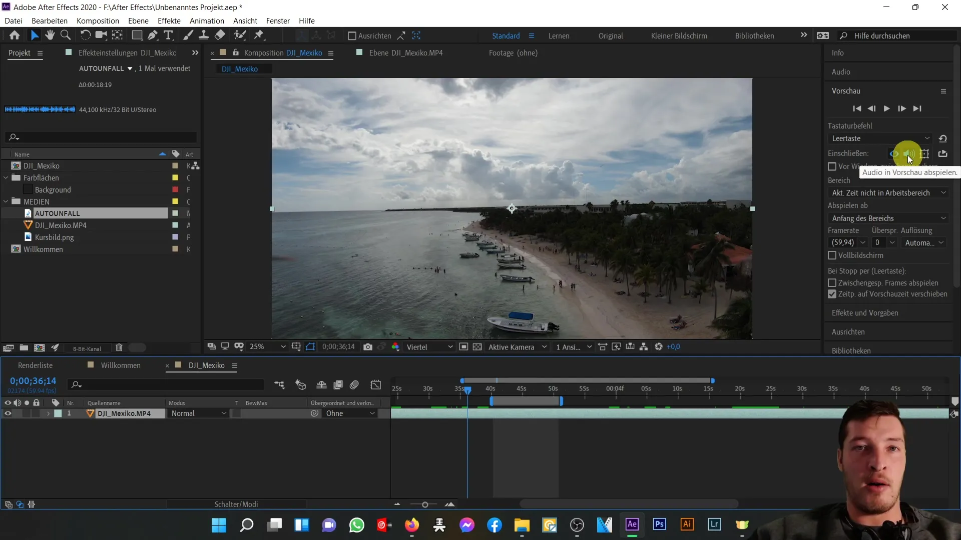 Penyesuaian pratinjau di After Effects - Memanfaatkan area pratinjau secara optimal