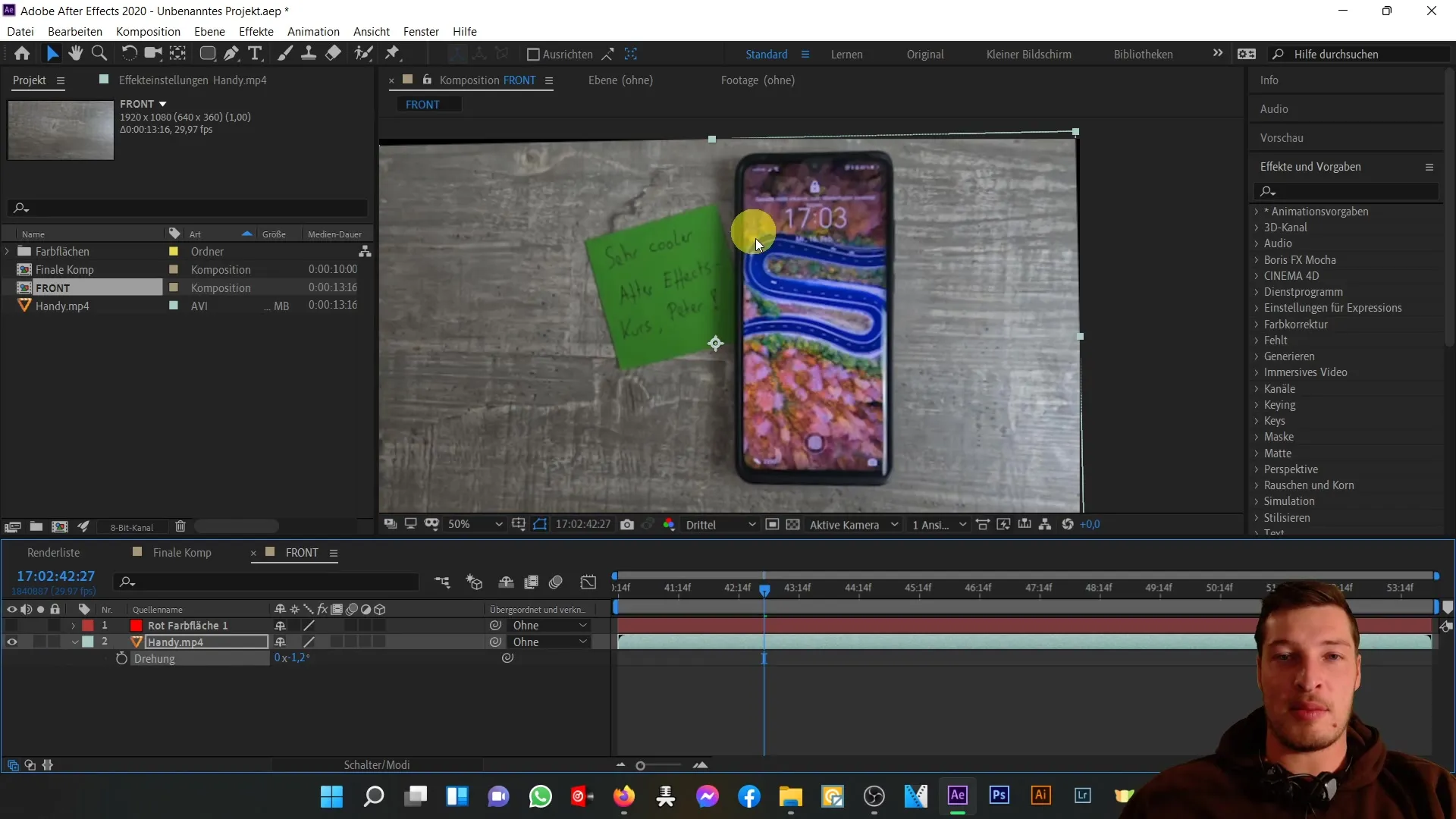 Membuat ponsel 3D di After Effects: Panduan untuk tampilan depan