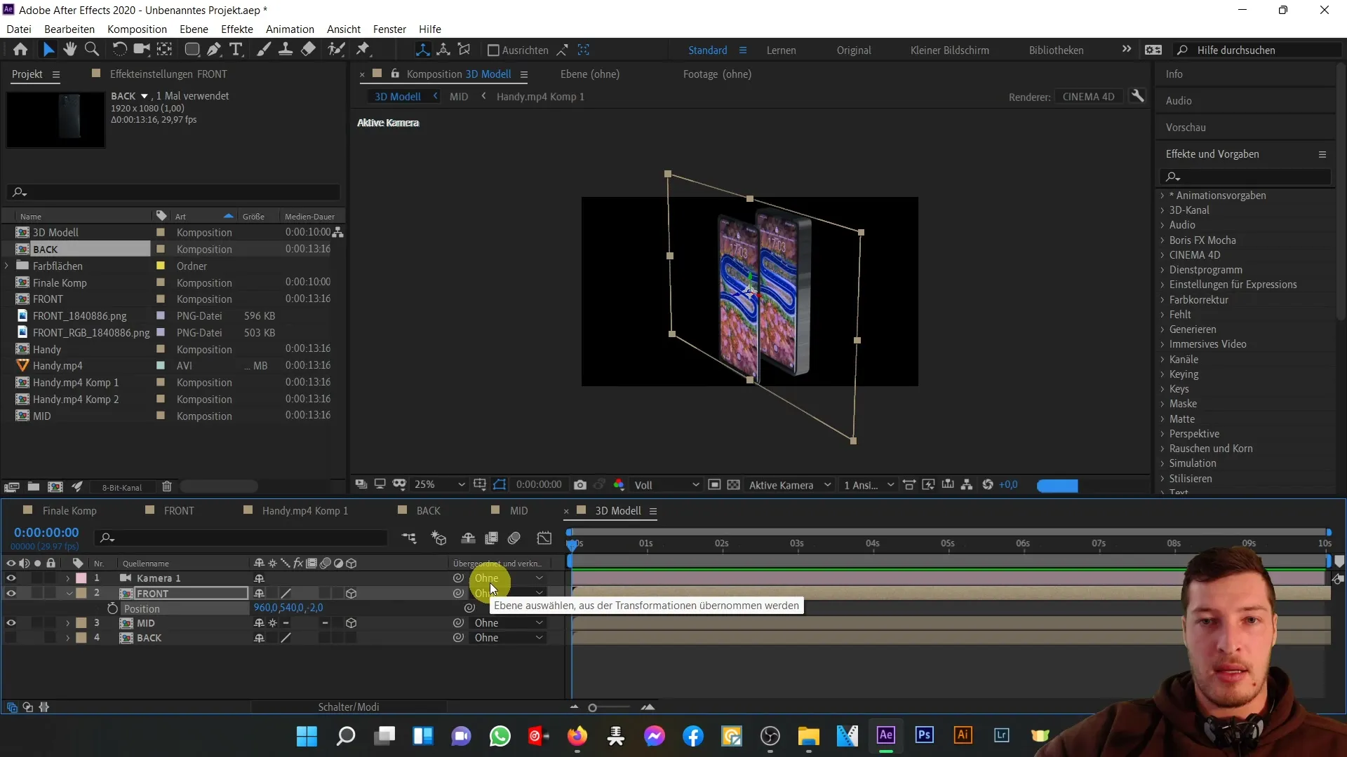 Vytvoření efektivního 3D modelu mobilního telefonu v programu After Effects