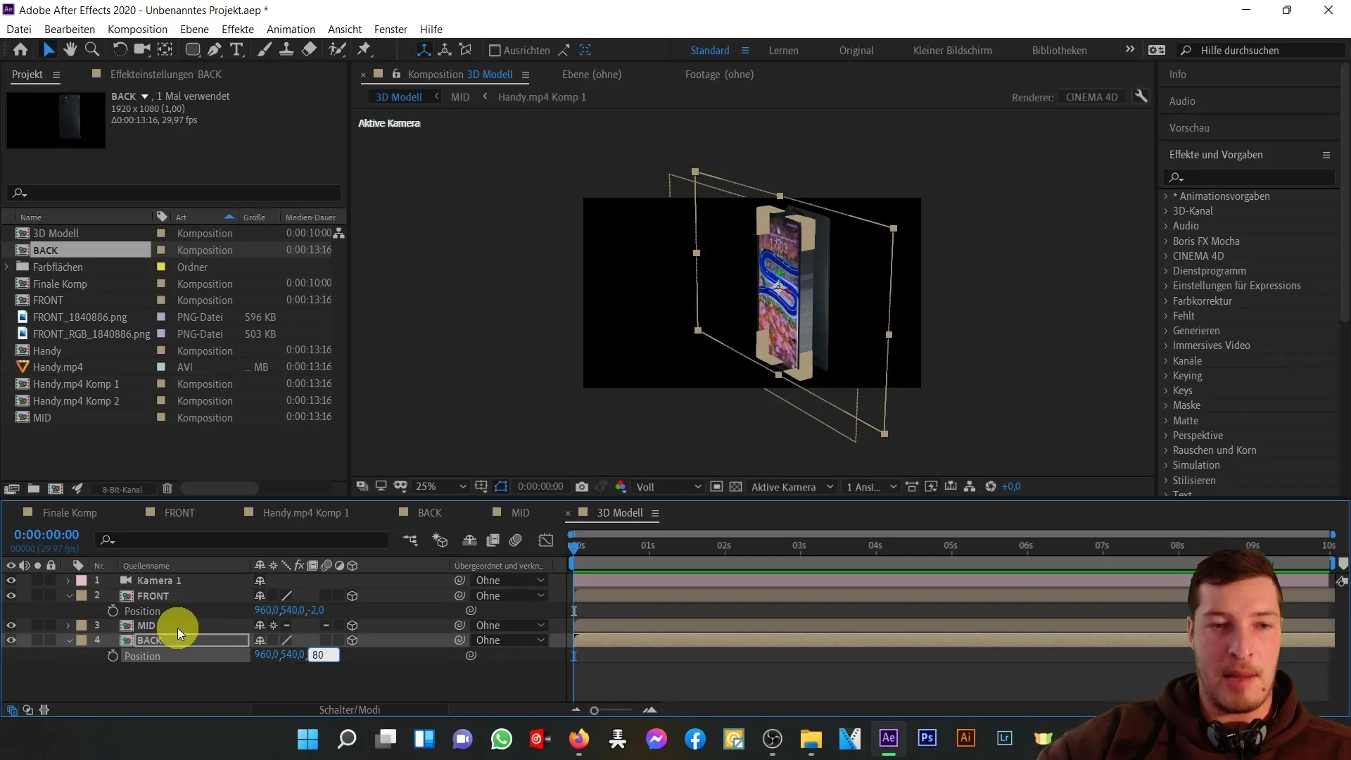 After Effects aracılığıyla etkili bir 3D cep telefonu modeli oluşturun