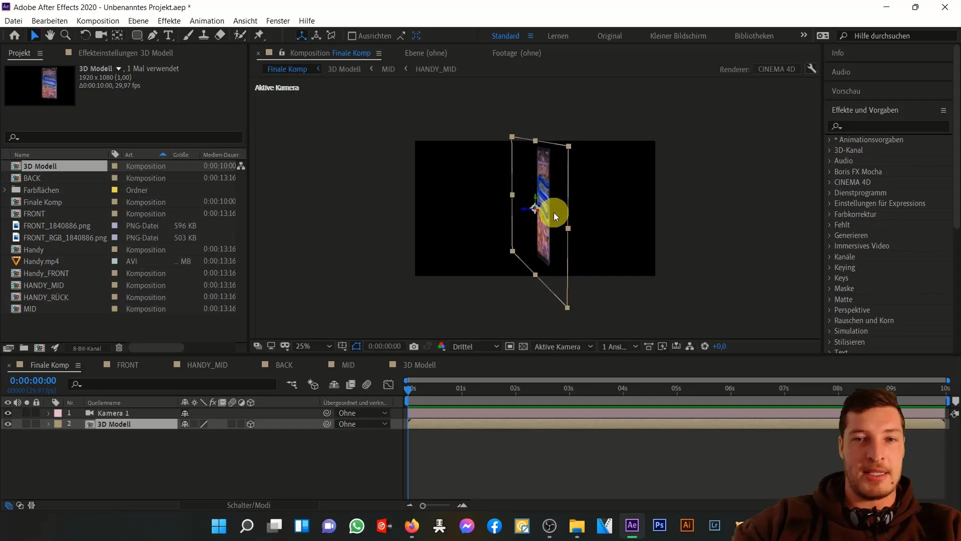 3D mobilna animacija v programu After Effects: Gibi in učinki