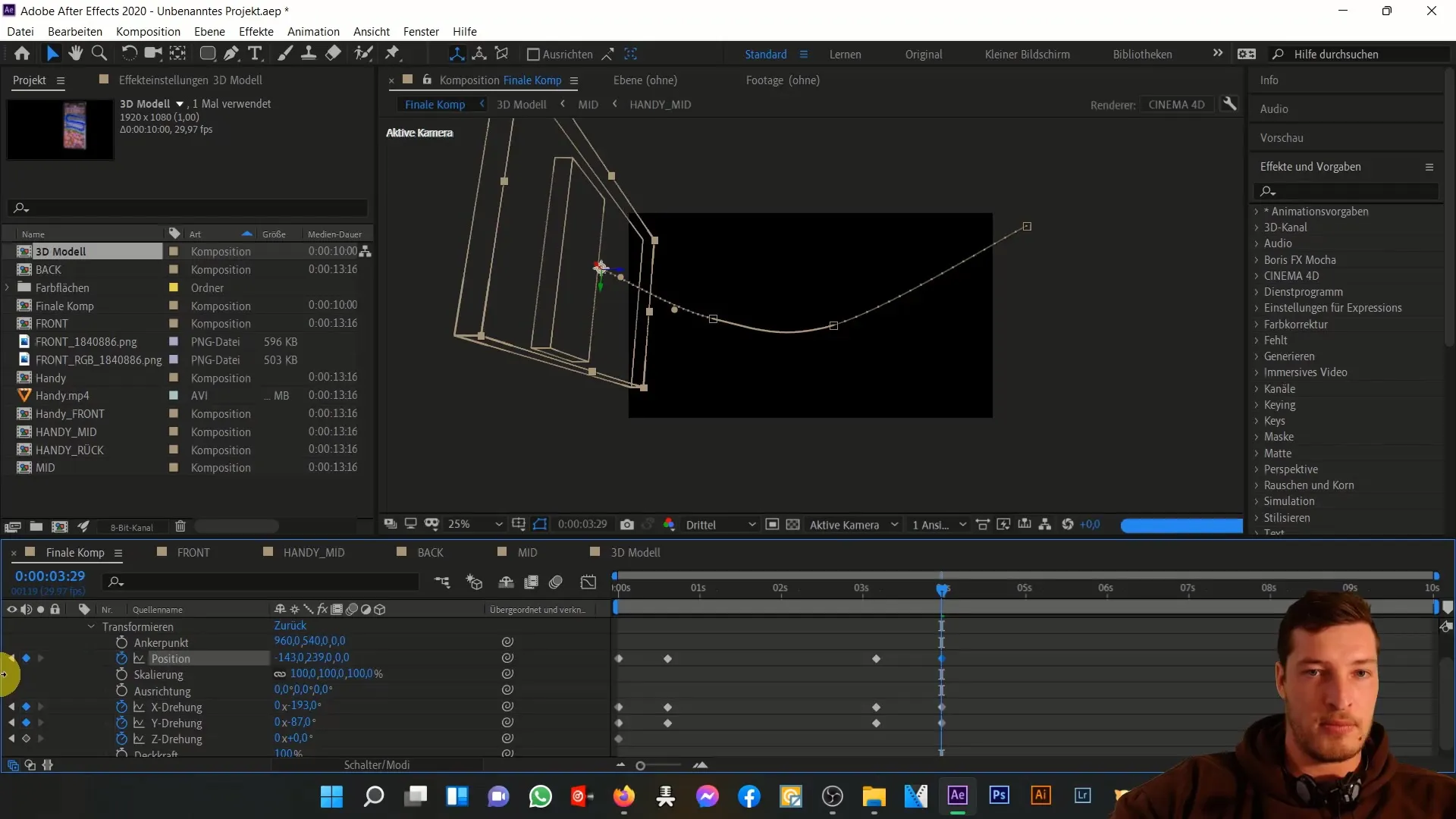 Mobilā tālruņa 3D animācija programmā After Effects: kustības un efekti