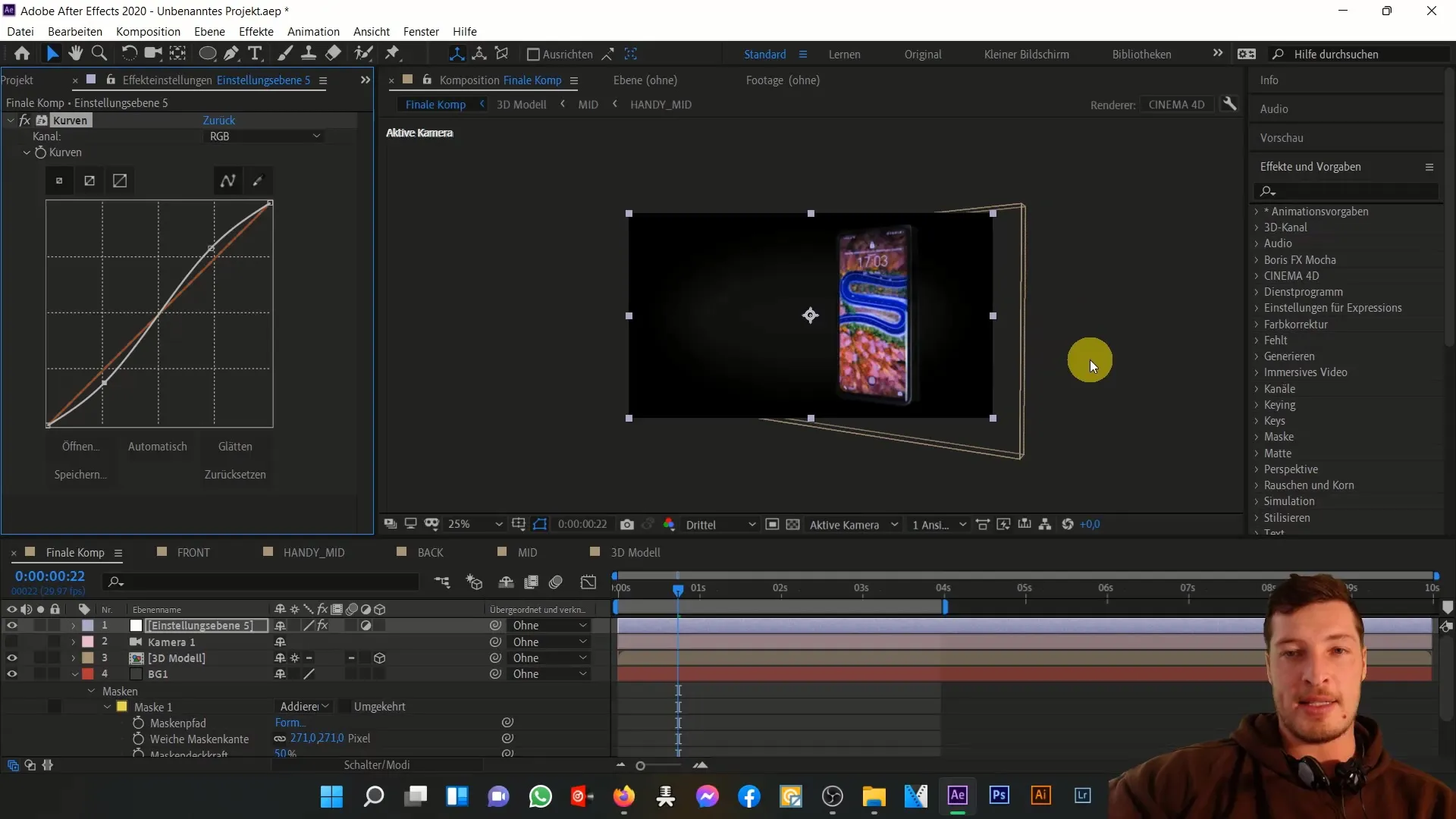 Animasi ponsel 3D di After Effects: Gerakan & Efek