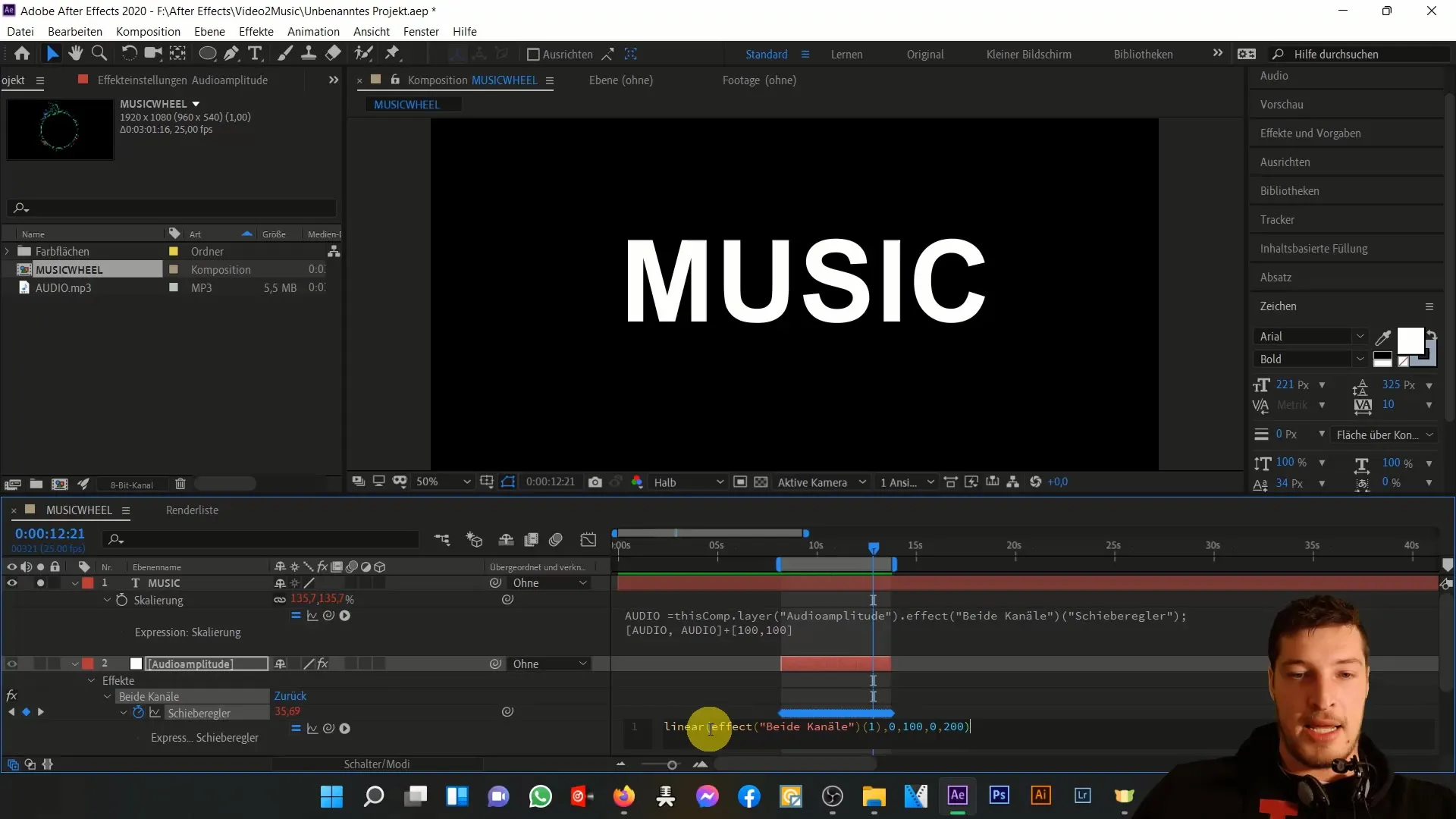 Menganimasikan musik: Memperdalam ekspresi linear di After Effects