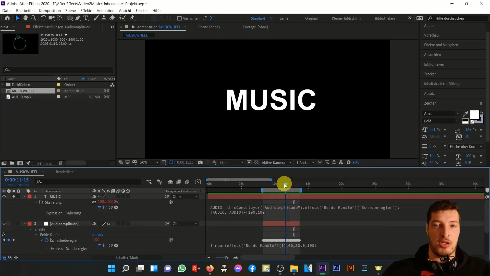 Muziek animeren: Verdere verdieping van lineaire expressie in After Effects