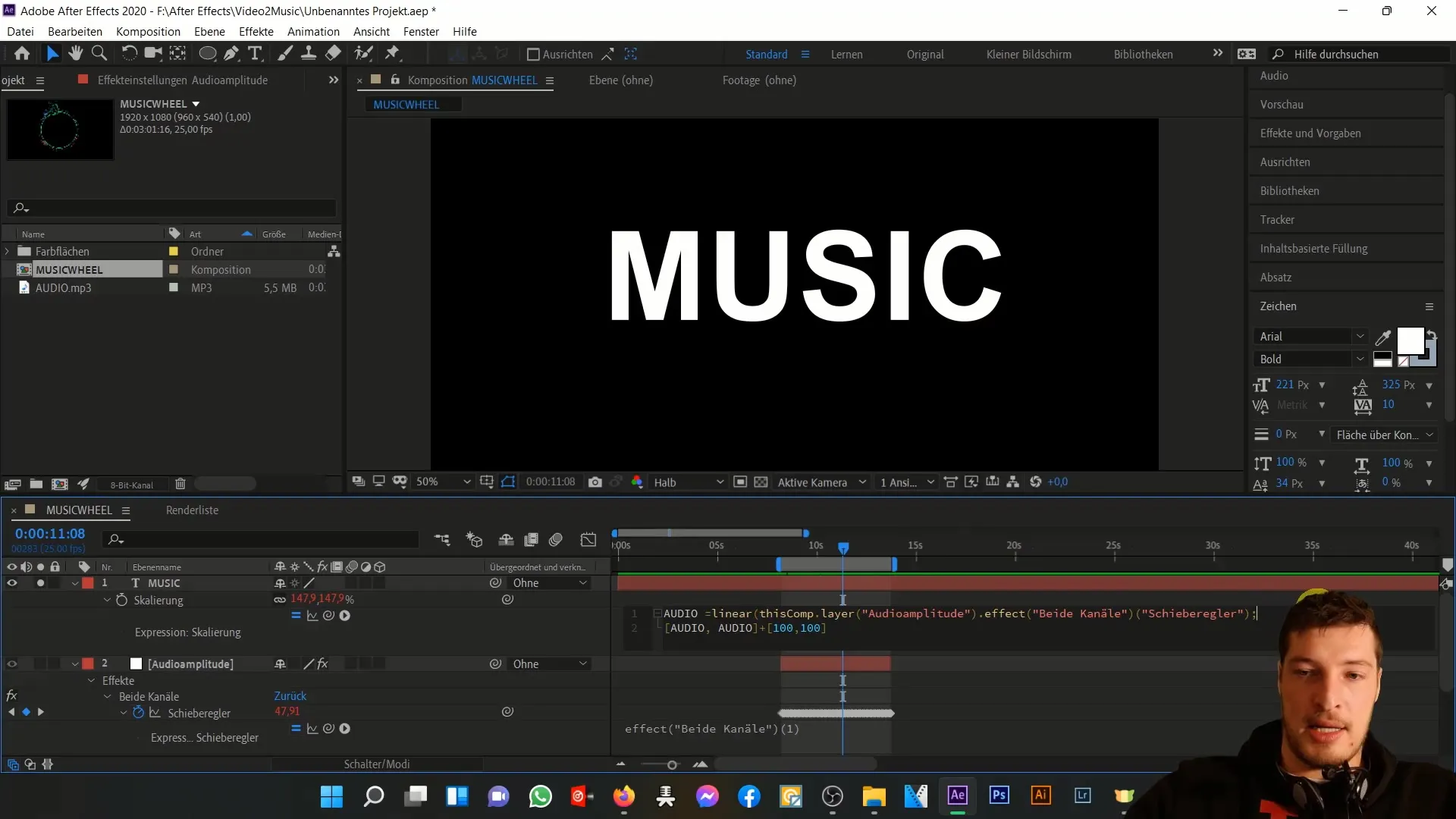 Menganimasikan musik: Meningkatkan ekspresi linear di After Effects