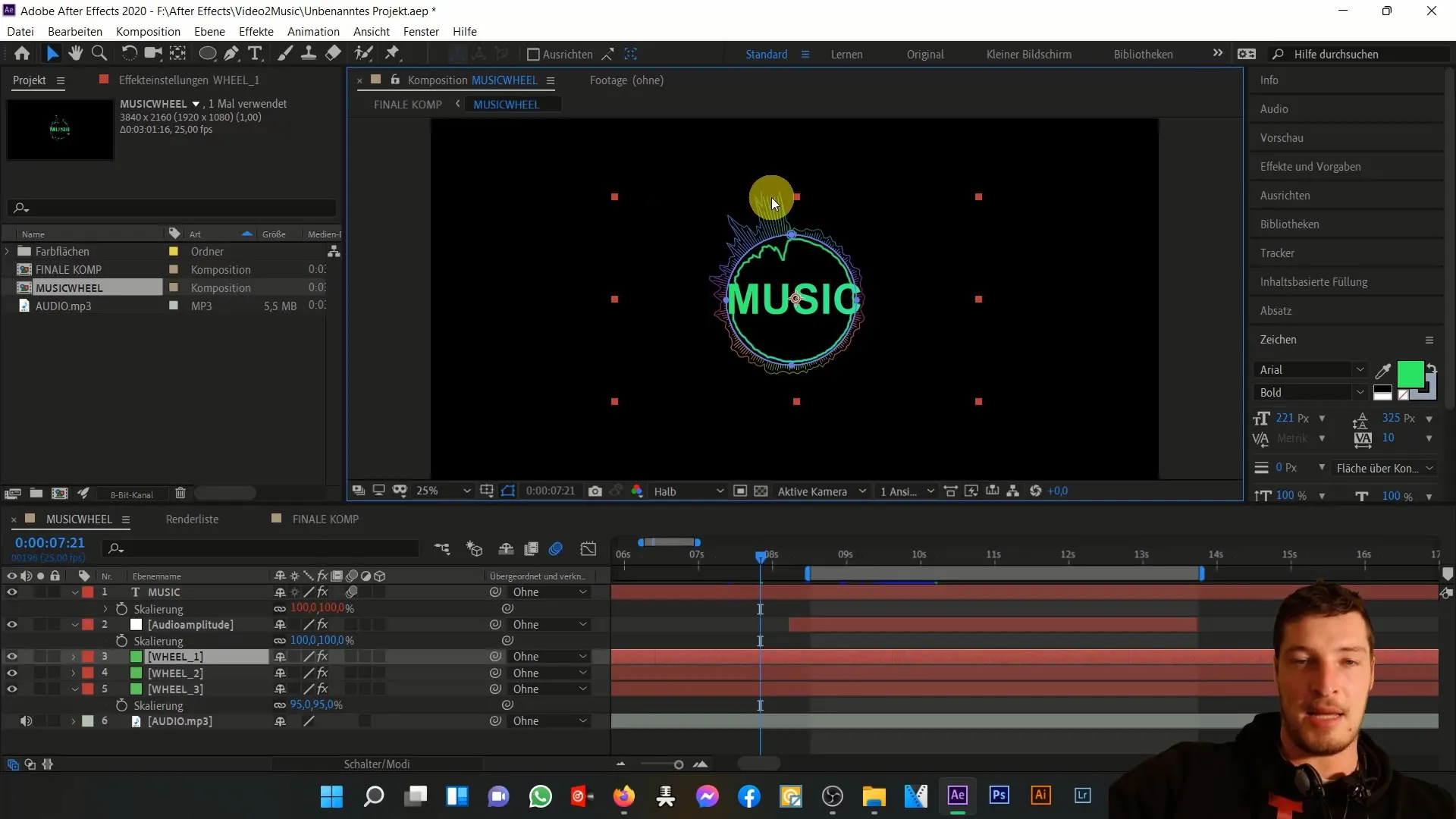 Menganimasikan musik dengan After Effects: Detail Time dan Wiggle Expression