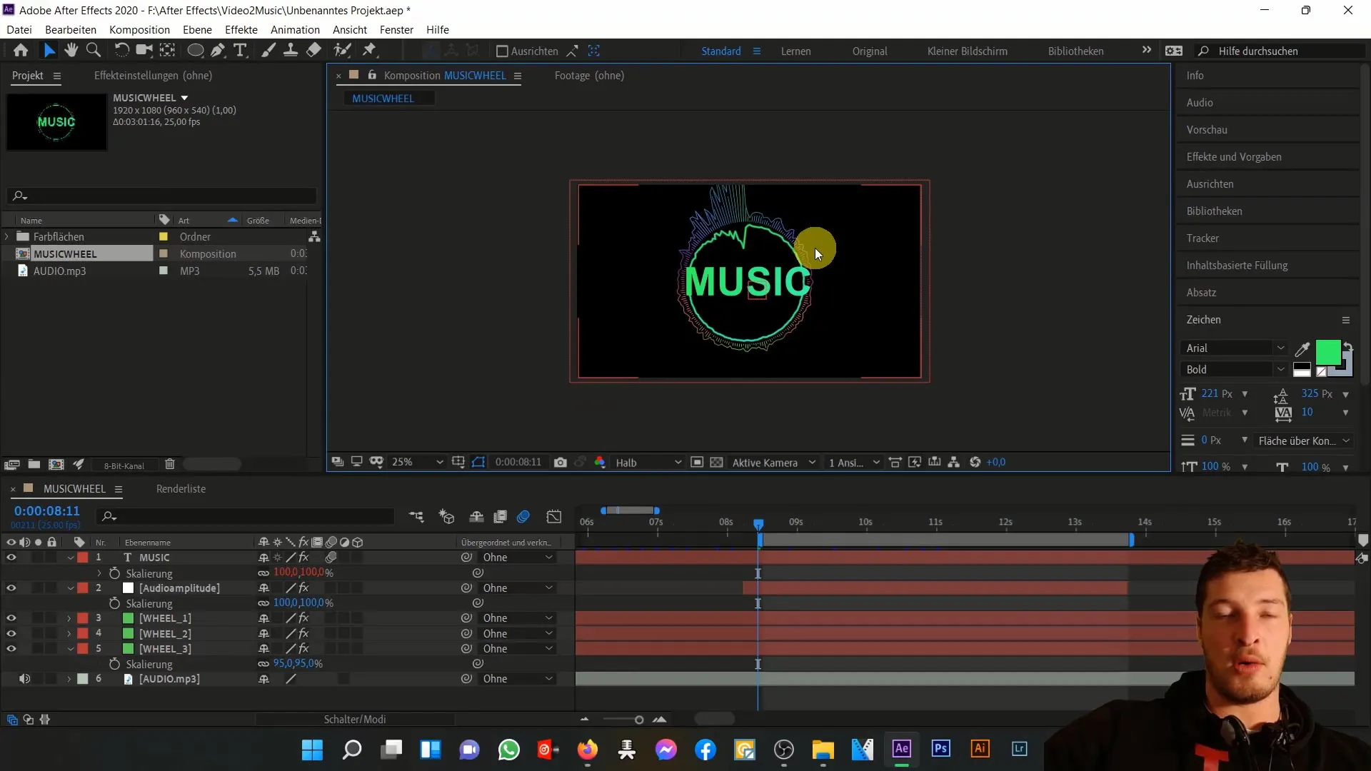 Menganimasikan musik dengan After Effects: Detail ekspresi Time dan Wiggle