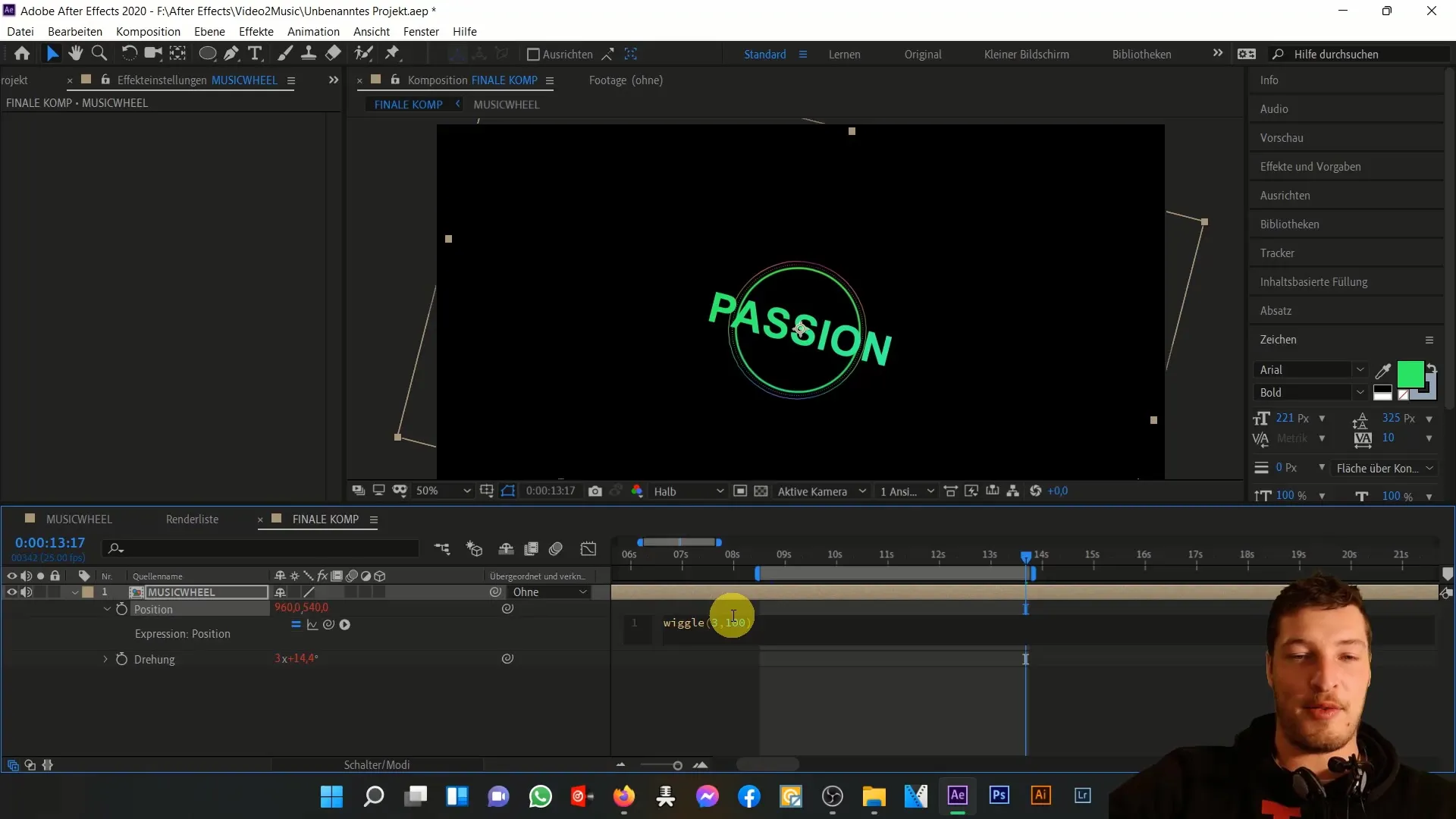 Menganimasikan musik dengan After Effects: Detail ekspresi Time dan Wiggle