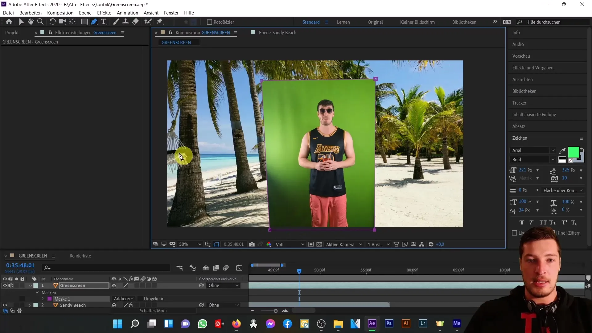 Efek Greenscreen dan teknik masker After Effects